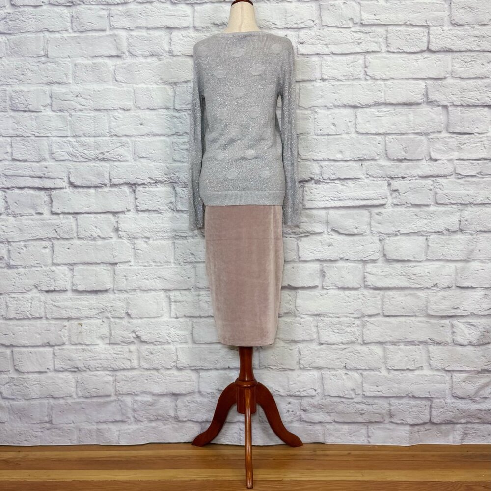 Liz Claiborne Silver Metallic Polka Dot Sweater - Picture 6 of 9